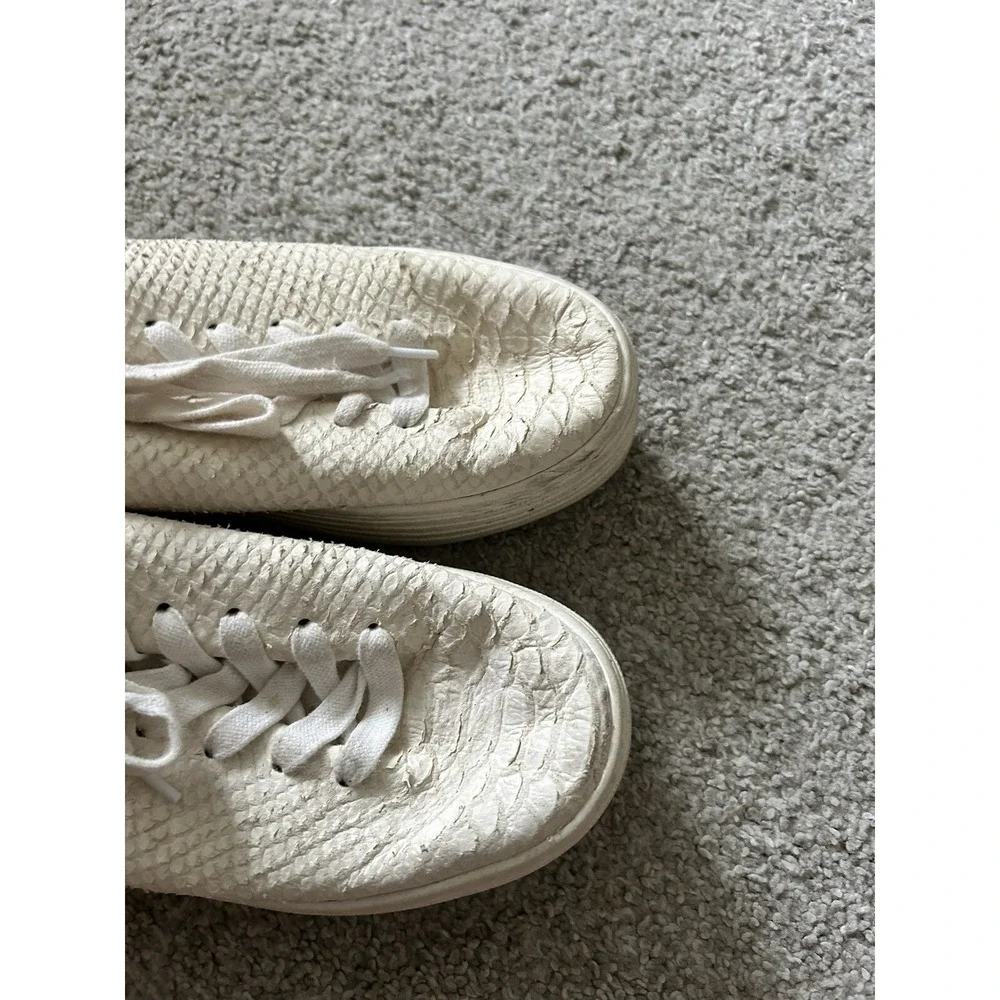 Pippy Snakeskin-Embossed Leather Platform Sneakers Sam Edelman Sz‎ 8